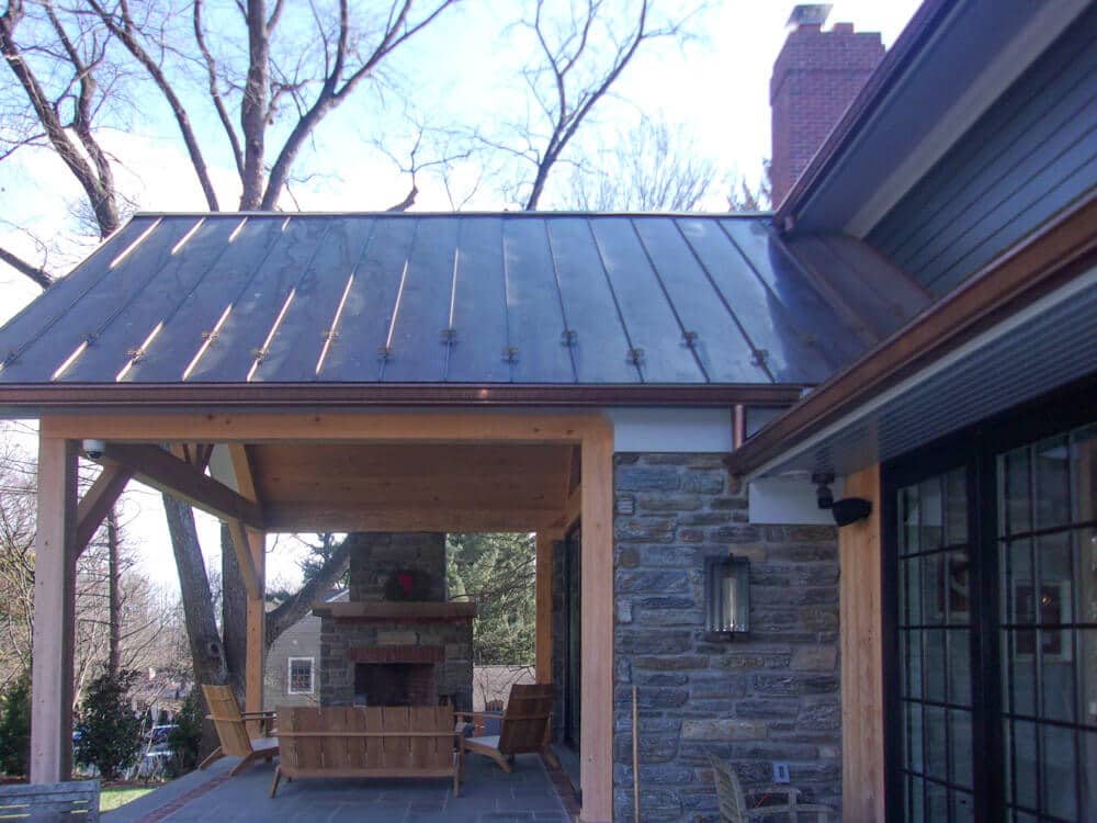 Copper standing seam roof