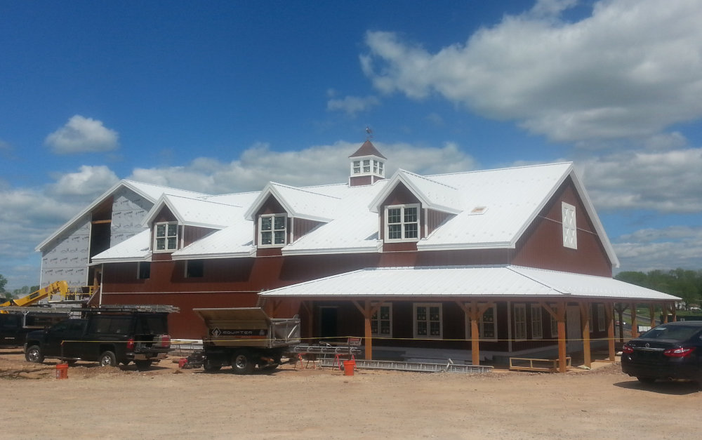 Standing seam metal roofing on Chester County barn.